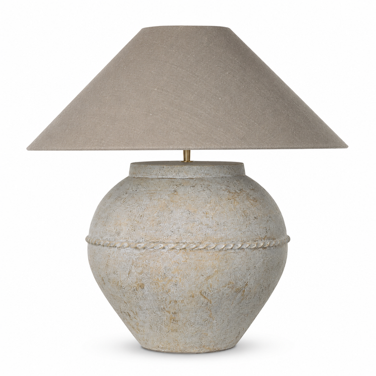Close-up macro detail shot of Table Lamp Niels 4049Y cream shade showing intricate linen fabric weave texture and material finish at high resolution, professional macro photography by Marcottestyle