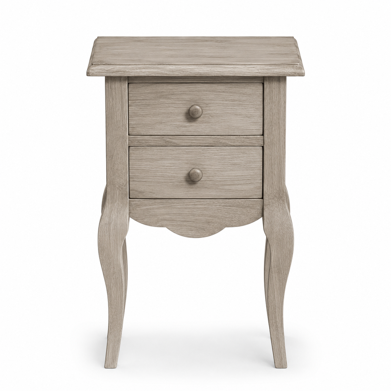 Cahors nightstand in solid oak, front view on white background