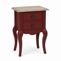 Cahors nightstand in bordeaux with oak top, three-quarter angle view