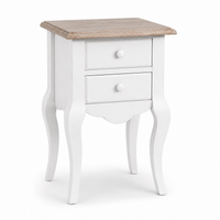 Cahors nightstand in white with oak top, three-quarter angle view
