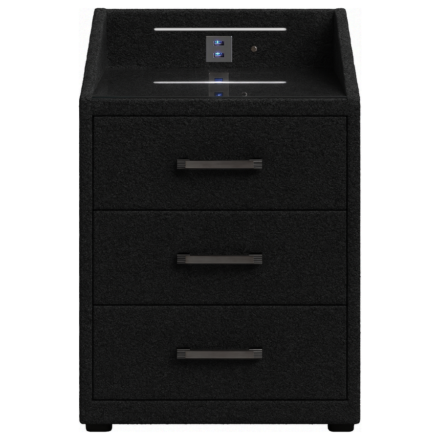 Nightstand Bexter - Black - with USB and LED 60×42×40 cm