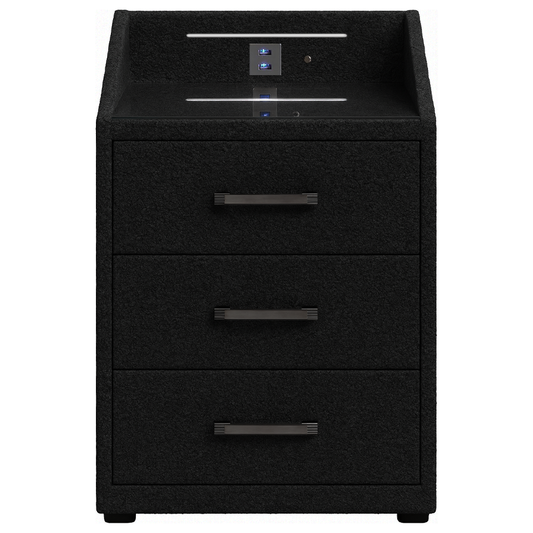 Nightstand Bexter - Noir - with USB and LED 60×42×40 cm - front view | Marcottestyle