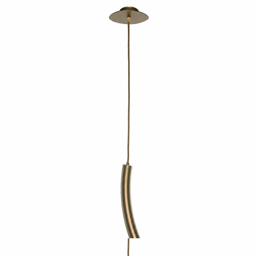 Suspension Niko 8946I in bronze finish, front view on white background avec subtle shadow, professional studio product photography showing detailed metalwork and fabric shade by Marcottestyle