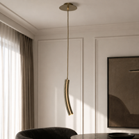 Suspension Niko 8946I bronze styled in modern luxury interior room setting avec natural window light and realistic reflections, photorealistic product lifestyle photography by Marcottestyle