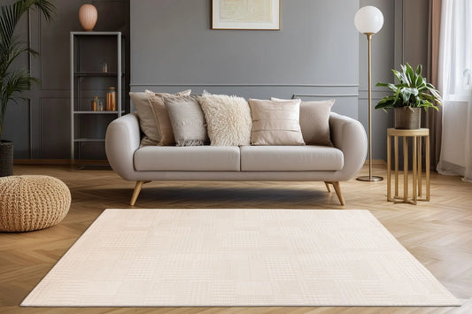 Low-Pile Rug - Ysera Cream Grid 4