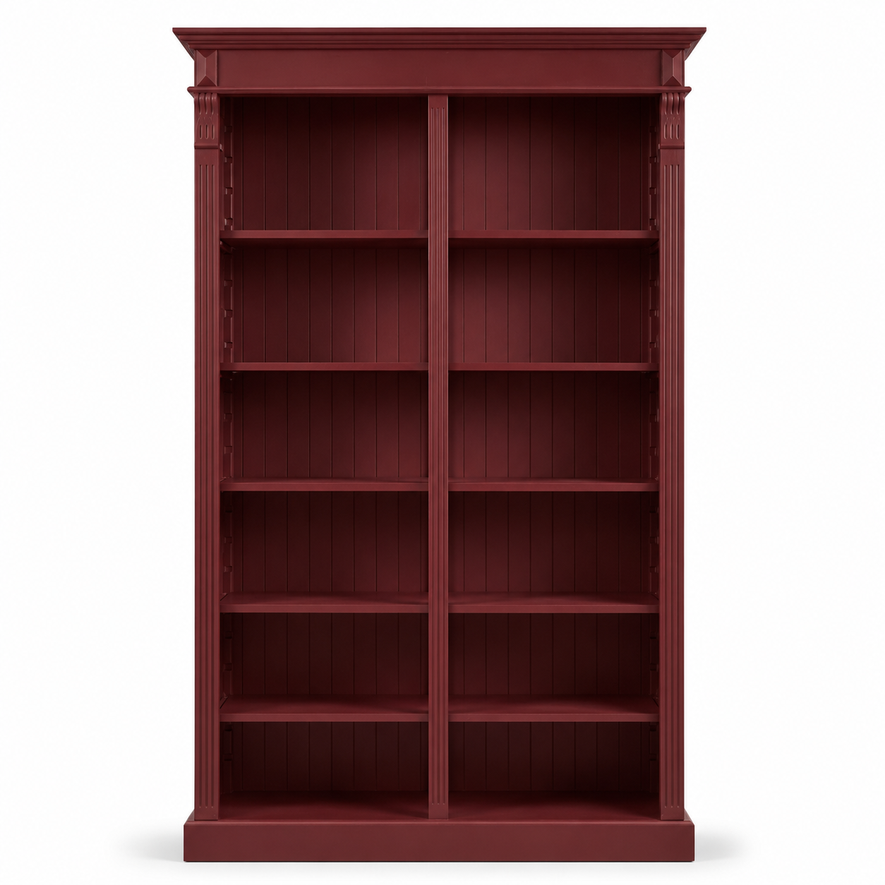 Open Bookcase - Meursault - Solid Pine - 135 x 39 x 210 cm - Bordeaux