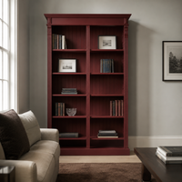 Open Bookcase - Meursault - Solid Pine - 135 x 39 x 210 cm - Bordeaux
