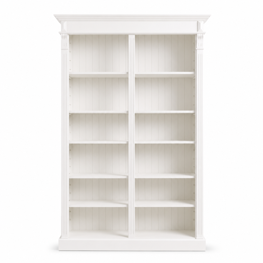 Open Bookcase - Meursault - Solid Pine - 135 x 39 x 210 cm - White