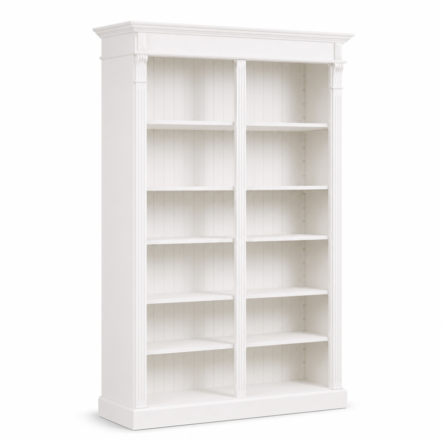 Open Bookcase - Meursault - Solid Pine - 135 x 39 x 210 cm - White