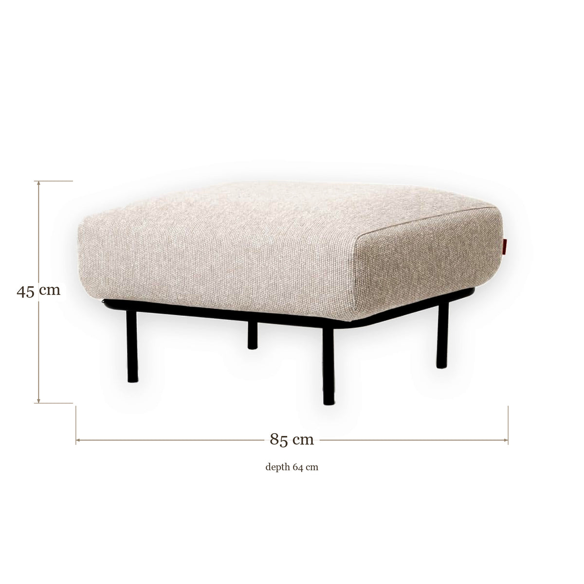 Outdoor Pouf Ursel - with Protective Cover - Cream Beige - 85 x 64 x 45 cm | Marcottestyle