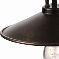 Close-up macro detail shot of Suspension Iris 7952M showing intricate bronze dark metal texture, brushed grain finish and decorative pattern at high resolution on white background by Marcottestyle