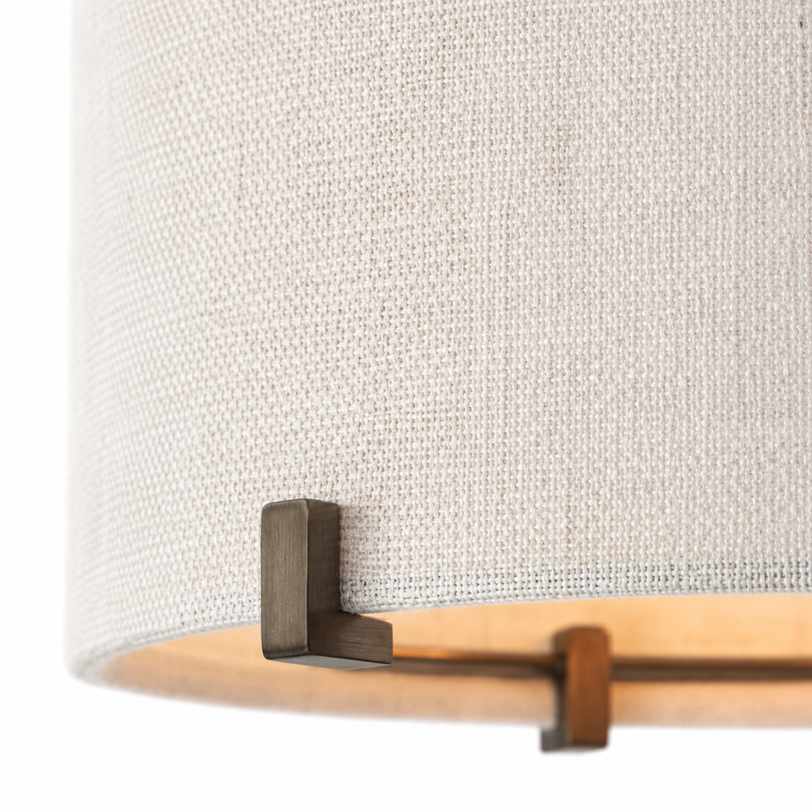 Hängelampe Senja 8419J front view, single E27 bronze finish pendant lamp mit elegant fabric shade on pure white background, professional studio lighting mit soft shadow by Marcottestyle