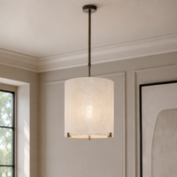 Hängelampe Senja 8419J styled in modern luxury interior room setting, bronze pendant lamp mit natural sunlight and photorealistic reflections by Marcottestyle