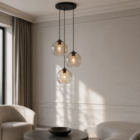 Hängelampe Sigrid 2914Y 3xE27 black pendant lamp styled in modern luxury room mit natural window light and photorealistic interior setting by Marcottestyle