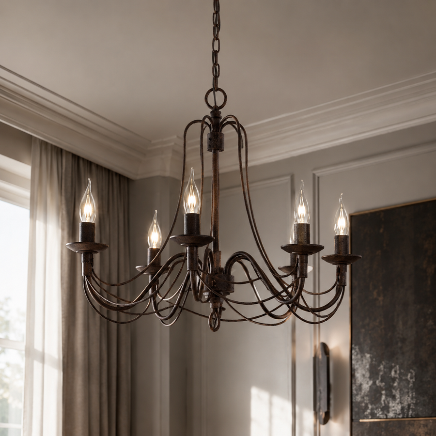 Hängelampe Vega 2379W styled in a modern luxury room interior mit natural sunlight, velvet carpet and classic framing, photorealistic setting by Marcottestyle