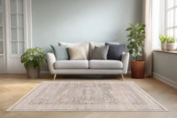 Low-Pile Rug - Zarina Silver / Beige Medallion