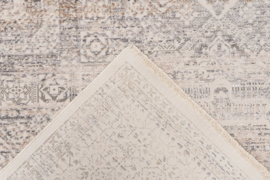 Low-Pile Rug - Zarina Silver / Beige Medallion