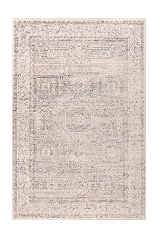Low-Pile Rug - Zarina Silver / Beige Medallion