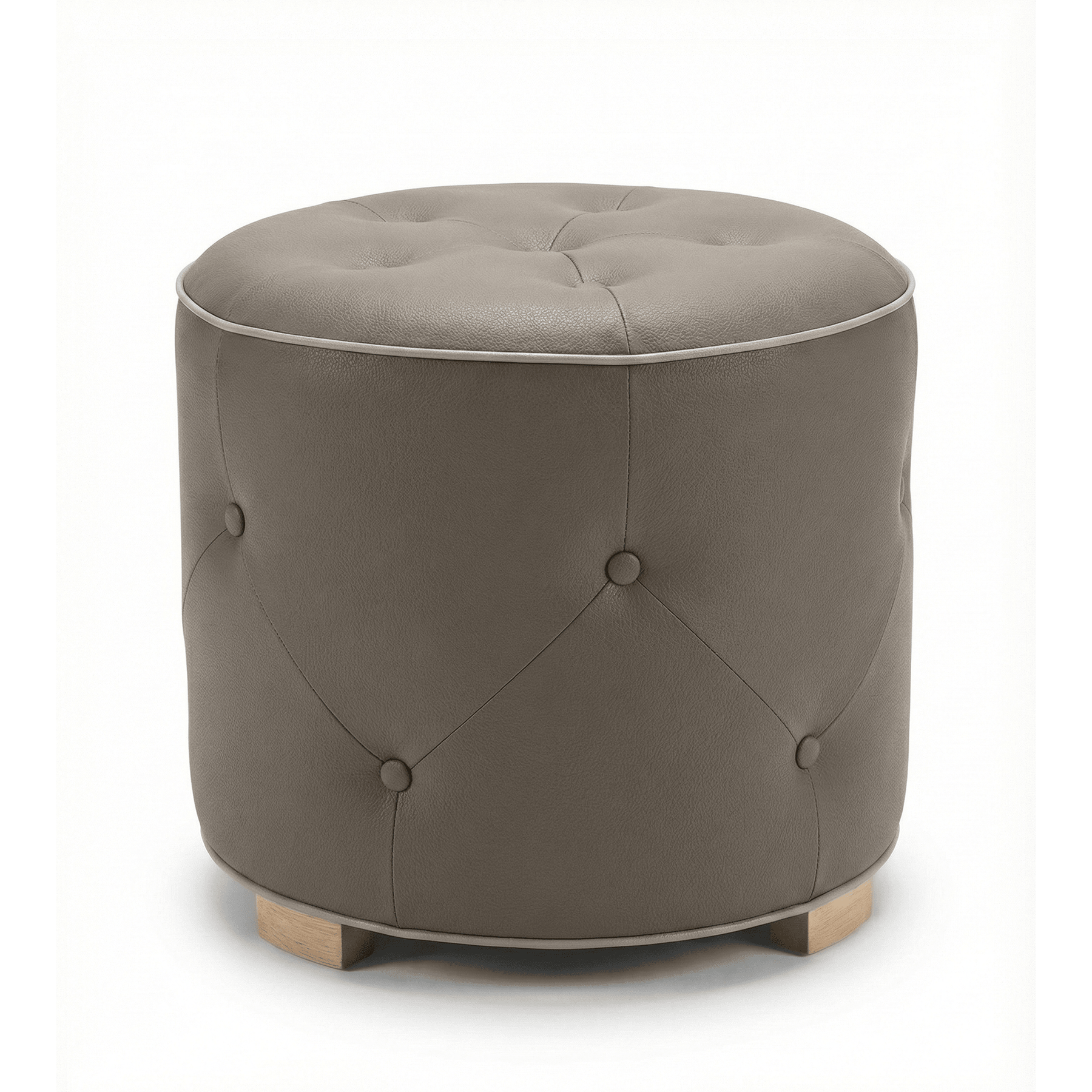 Pouf Cerio - Leather - Brown & White Piping - Marcottestyle Shop