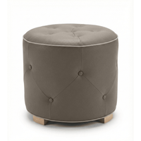 Pouf Cerio - Leather - Brown & White Piping - Marcottestyle Shop