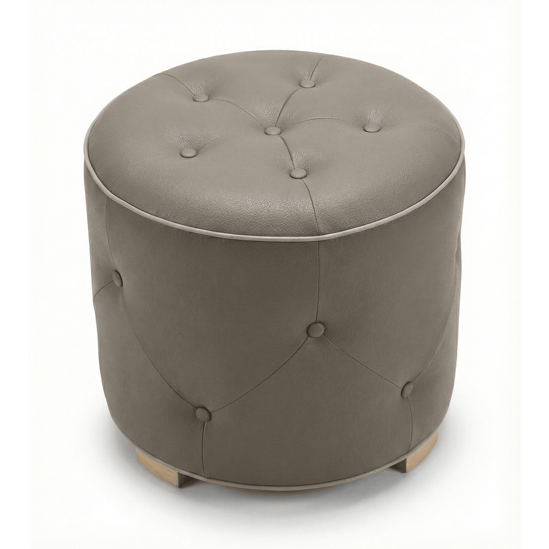Pouf Cerio - Leather - Brown & White Piping - Marcottestyle Shop