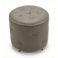 Pouf Cerio - Leather - Brown & White Piping - Marcottestyle Shop