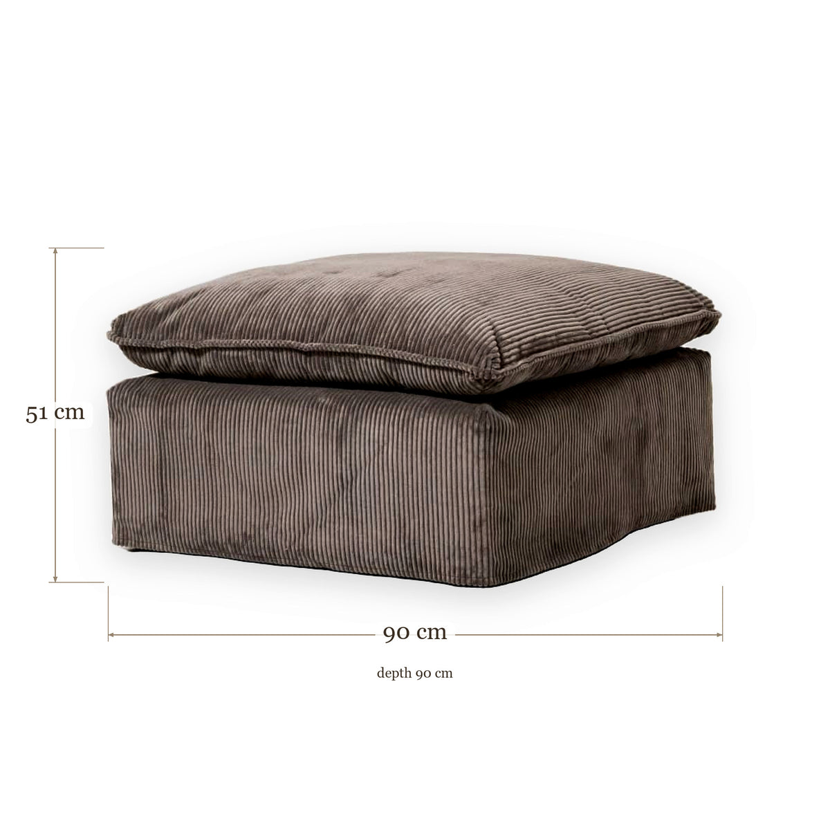 Pouf Zonnebeke - Clay Brown - 90 x 90 x 51 cm | Marcottestyle