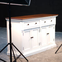 Provence Accent Buffet - Blanc Avec Marron foncé Top