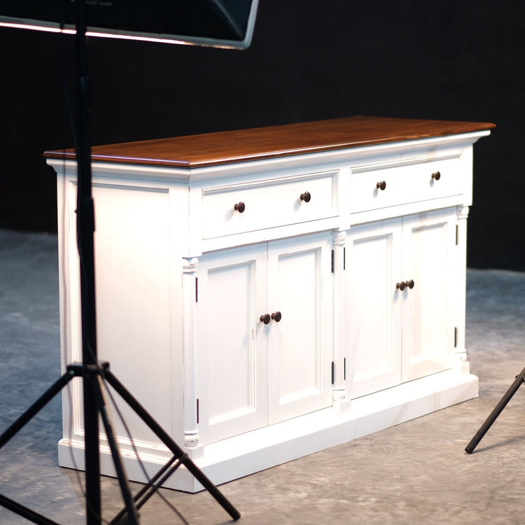 Provence Accent Buffet - White With Dark Brown Top | Marcottestyle