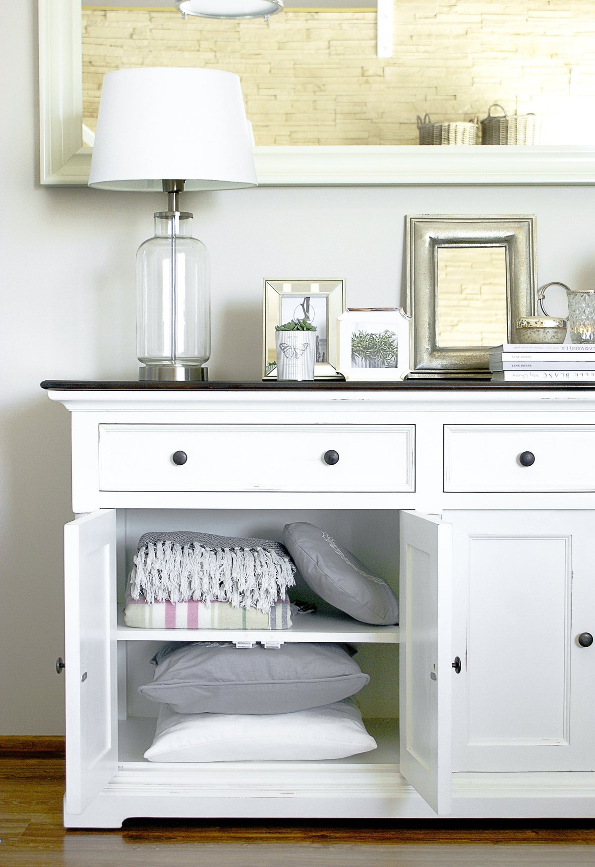 Provence Accent Buffet - White With Dark Brown Top | Marcottestyle