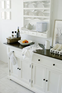 Provence Accent Buffet - Blanc Avec Marron foncé Top
