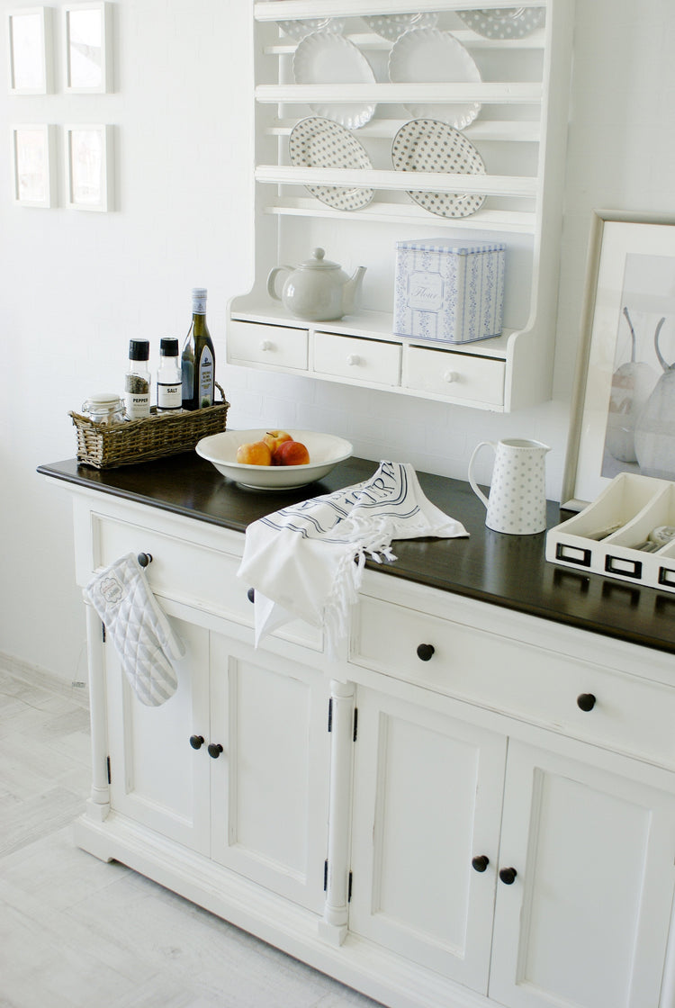 Provence Accent Buffet - White With Dark Brown Top | Marcottestyle