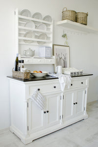 Provence Accent Buffet - Blanc Avec Marron foncé Top
