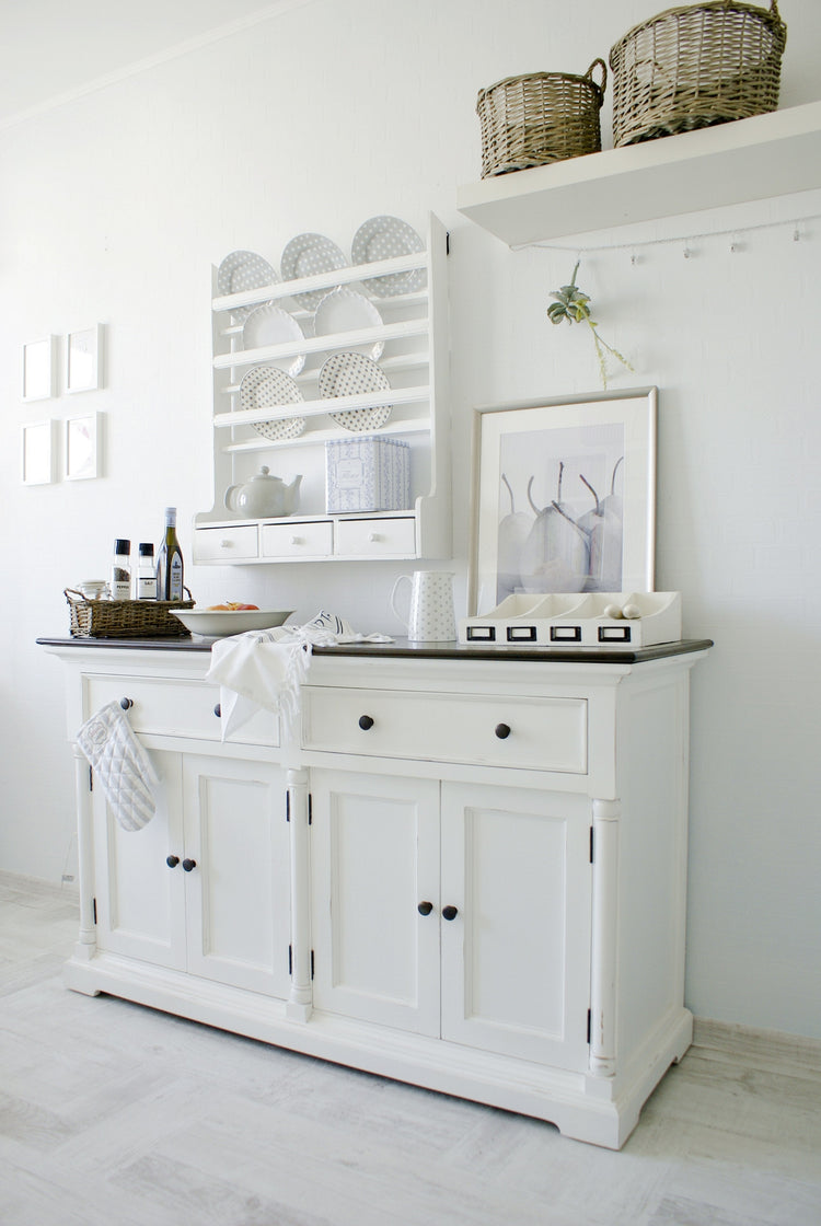 Provence Accent Buffet - White With Dark Brown Top | Marcottestyle