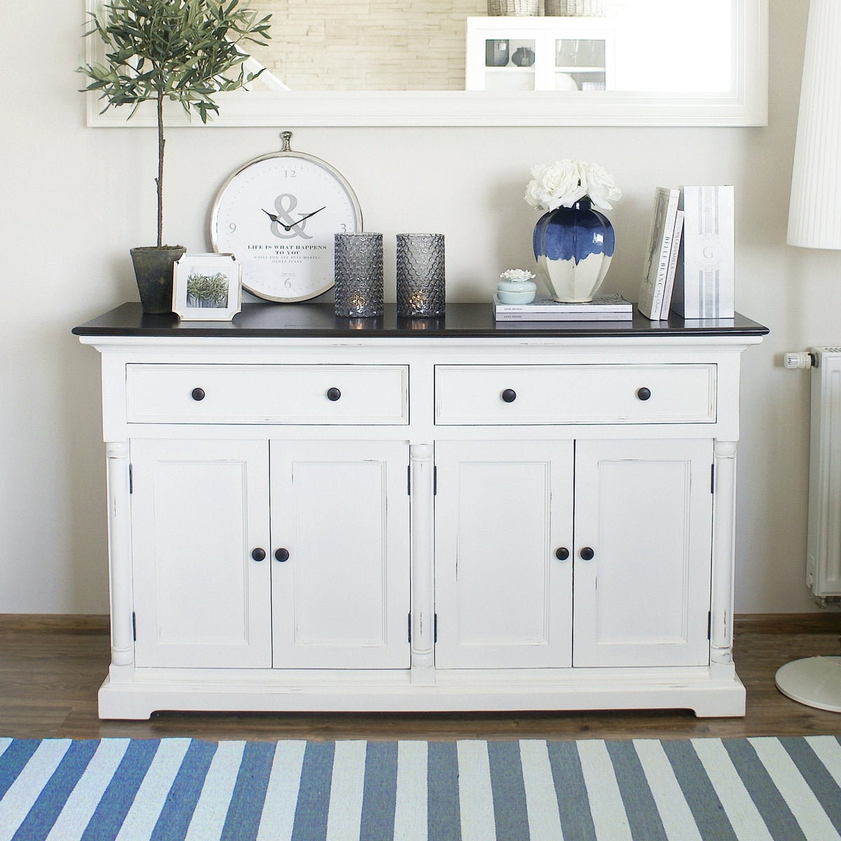 Provence Accent Buffet - White With Dark Brown Top | Marcottestyle