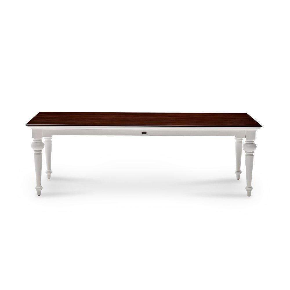 Provence Dining Table 240cm - White With Dark Brown Top