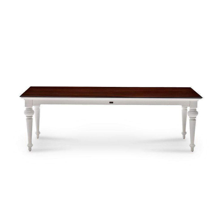 Provence Dining Table 240cm - White With Dark Brown Top | Marcottestyle