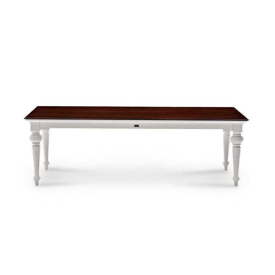 Provence Table de salle à manger 240cm - Blanc Avec Marron foncé Top