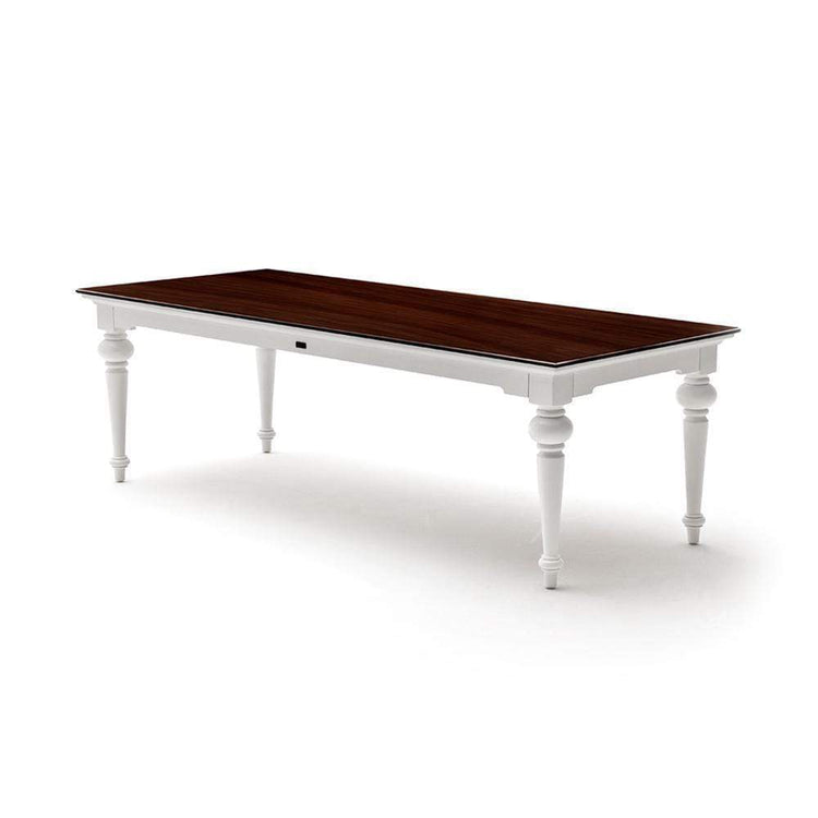 Provence Dining Table 240cm - White With Dark Brown Top | Marcottestyle
