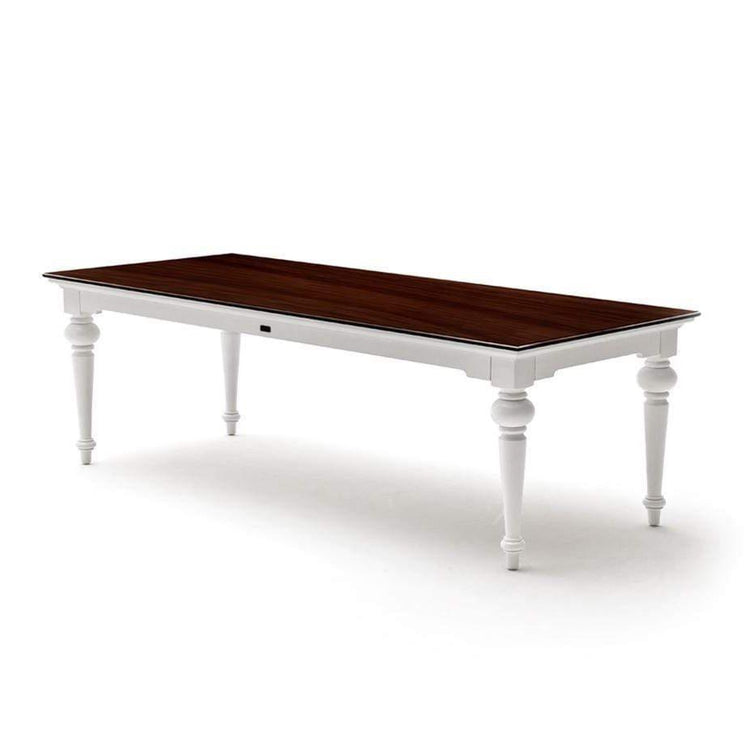 Provence Dining Table 240cm - White With Dark Brown Top | Marcottestyle