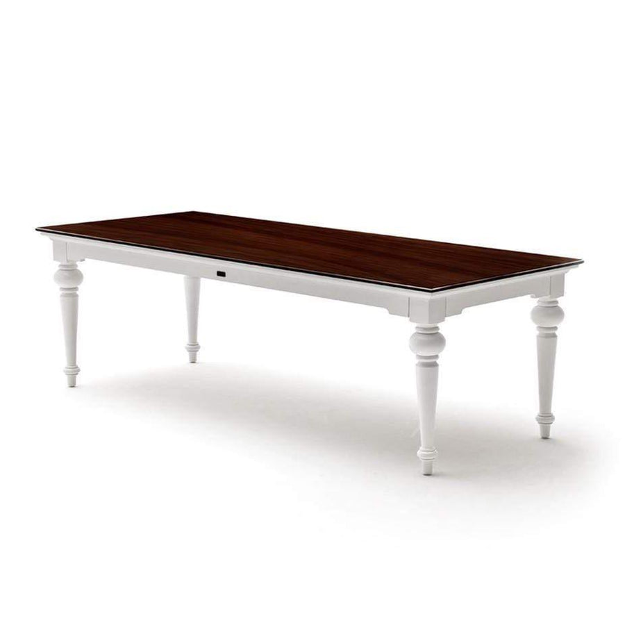Provence Table de salle à manger 240cm - Blanc Avec Marron foncé Top