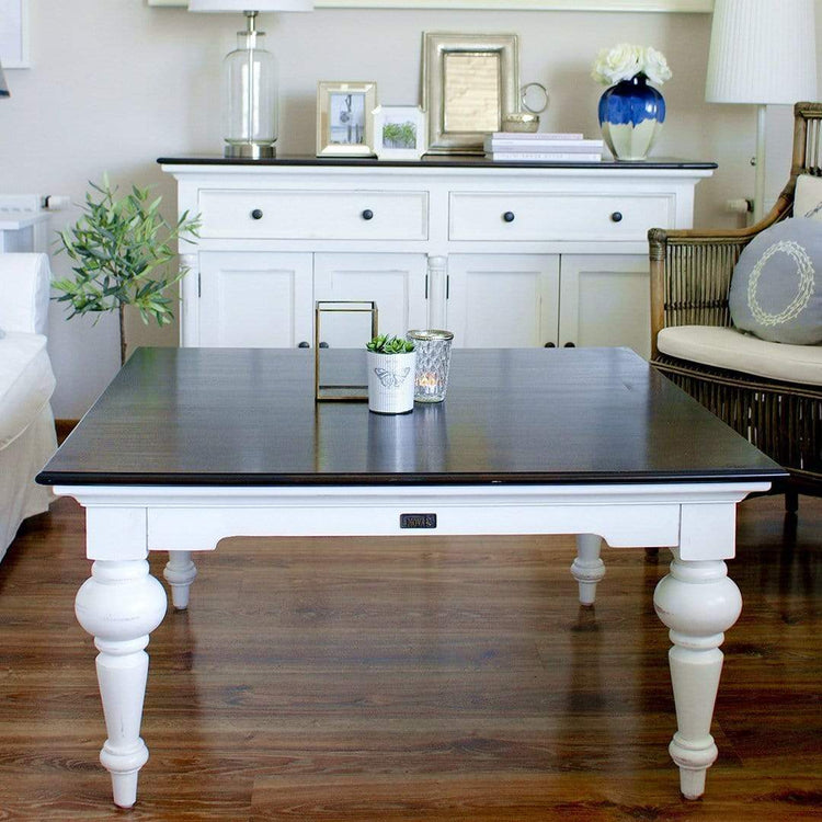 Provence Square Coffee Table - Blanc with Dark Brun Top | Marcottestyle