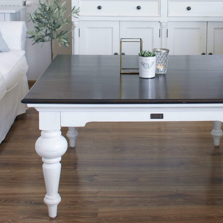 Provence Square Coffee Table - Blanc with Dark Brun Top | Marcottestyle