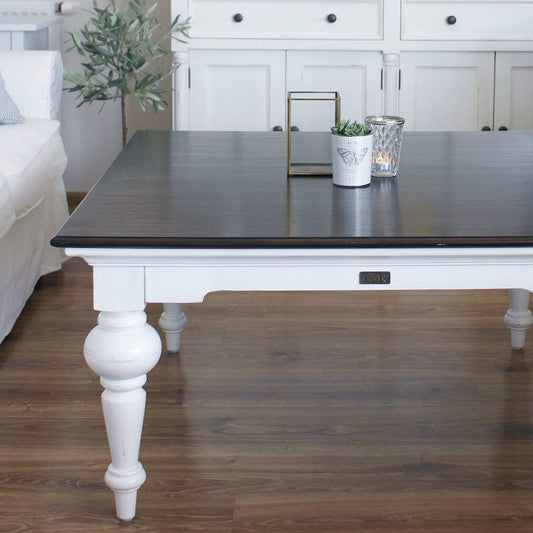 Provence Square Coffee Table - Weiß with Dark Braun Top | Marcottestyle
