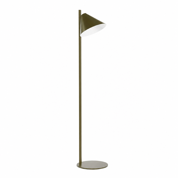 Floor Lamp Quinn 2832O front view on white background with subtle shadow, showcasing the elegant cone-shaped bronze shade and refined base design by Marcottestyle