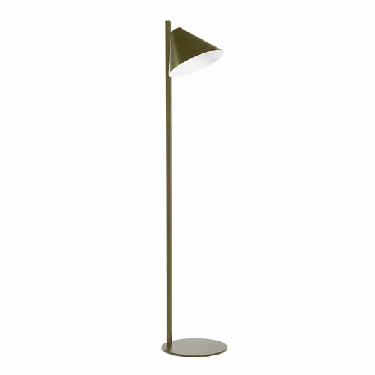 Floor Lamp Quinn 2832O front view on white background with subtle shadow, showcasing the elegant cone-shaped bronze shade and refined base design by Marcottestyle