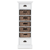 Halifax Meuble de rangement 5 Rotin Baskets- Blanc