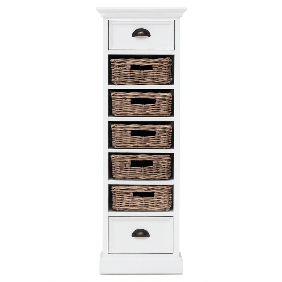 Halifax Meuble de rangement 5 Rotin Baskets- Blanc