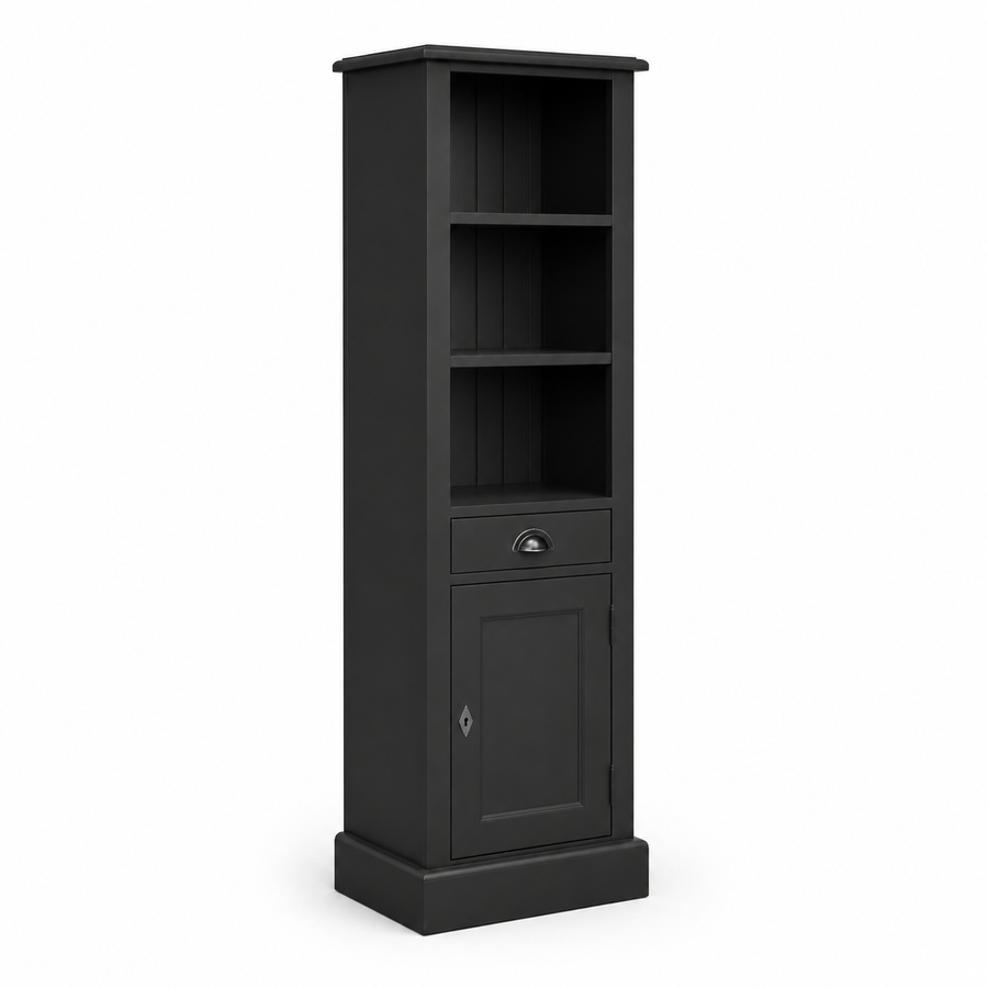 Bathroom cabinet - Roscoff - Solid Pine - 49 x 39 x 160 cm - Black