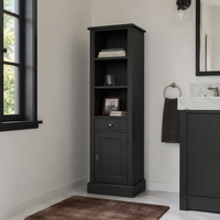 Bathroom cabinet - Roscoff - Solid Pine - 49 x 39 x 160 cm - Black